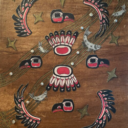 4 Eagles 4 Directions acrylic and collage. 11" x 14"