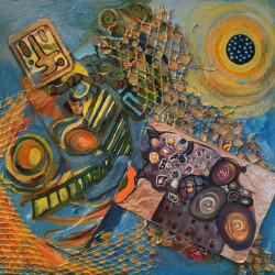 Song for Reorganization. 12"x12" acrylic and collage